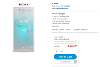 Unlocked 64 GB Sony Xperia XZ2 Compact on sale for $470 at B&H, $500 at Best Buy, Amazon