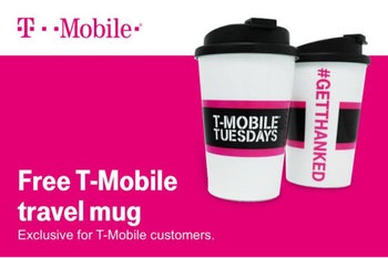 This coming Tuesday, T-Mobile subscribers get a free travel mug for themselves and a friend