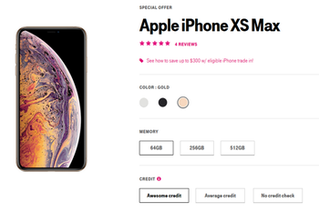 Get a rebate worth up to $300 on T-Mobile iPhone XS, iPhone XS Max with qualifying trade