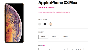 Get a rebate worth up to $300 on T-Mobile iPhone XS, iPhone XS Max with qualifying trade