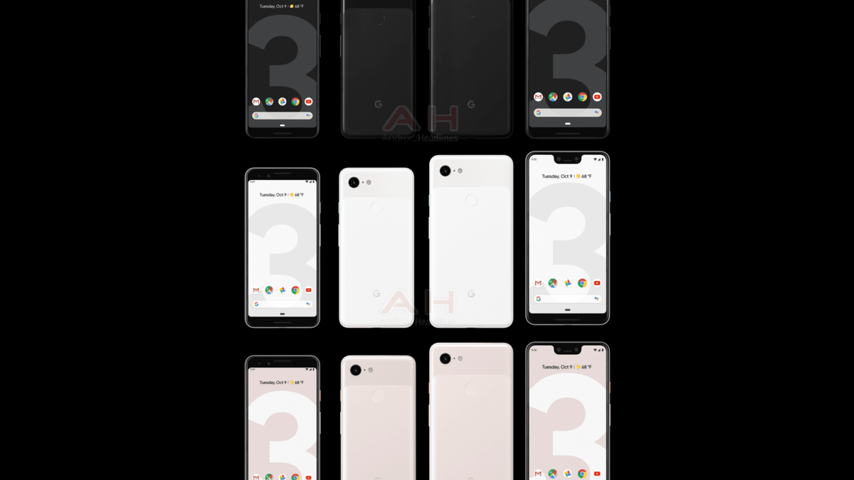 Google Pixel 3 & Pixel 3 XL show up again; this time in all three official colors