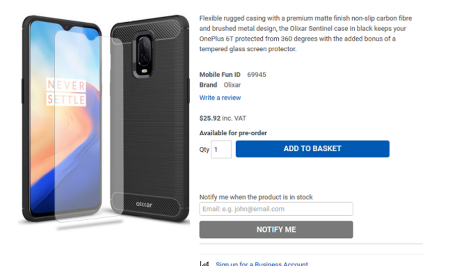 OnePlus 6T renders show phone nestled inside various cases