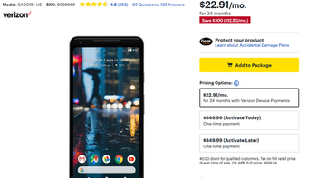 Best Buy has Verizon's 64GB Pixel 2 XL for $300 off, or 24 monthly payments of $22.91