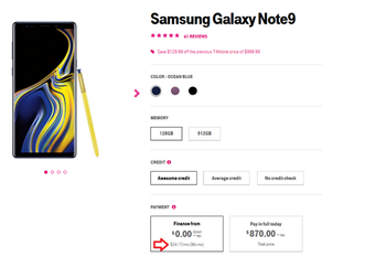After cutting the price by $130, T-Mobile is testing 36 month financing on the Samsung Galaxy Note 9