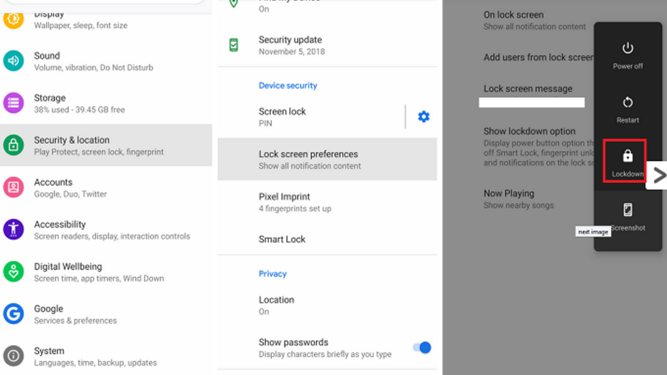 Lockdown mode for Android Pie protects a user's data when he doesn't have his phone