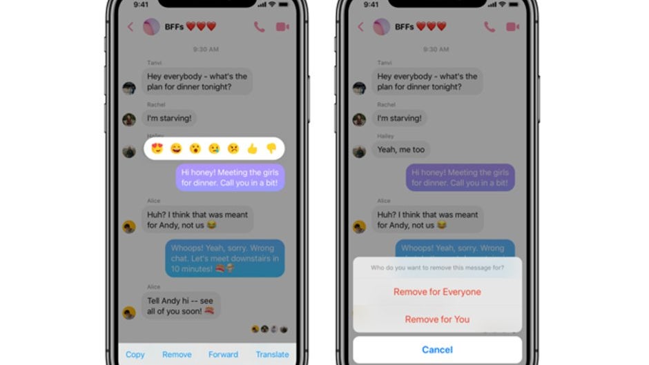Facebook Messenger starts rolling out Unsend message option