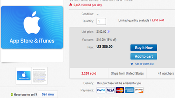 Buy a $100 Apple App Store and iTunes gift card for $85 and save 15%