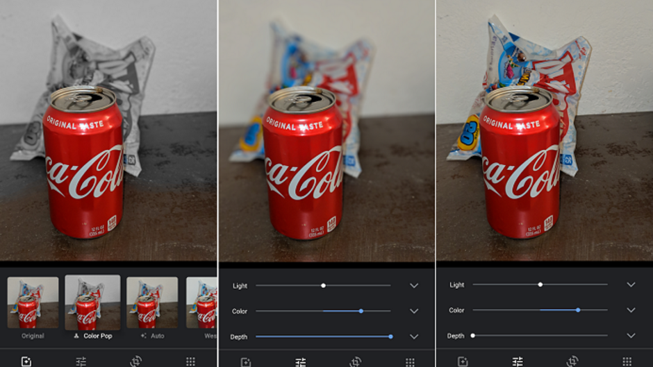 Google Photos for iOS now offers Color Pop and a depth slider to control the intensity of the bokeh blur