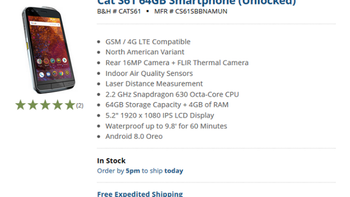 CAT PHONES S61 unlocked Rugged Waterproof 64GB Smartphone with integrated  FLIR camera