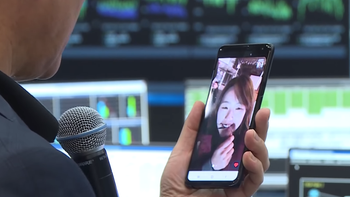 A Samsung device used for the first commercial video call using 5G