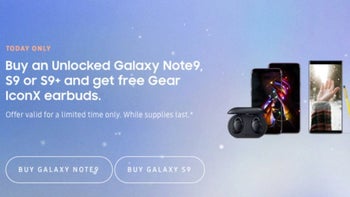 Samsung offers free Gear IconX with unlocked Galaxy Note 9, S9, and S9+ today only