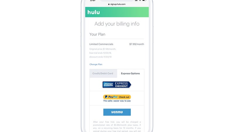 Hulu is the first streaming service to embrace Venmo, only for new users for now
