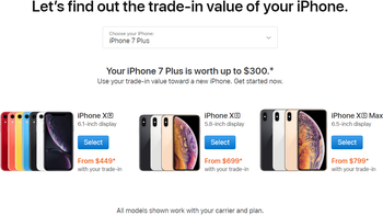 iPhone XS/XR buyers can now compare trade-in promo prices on Apple's website