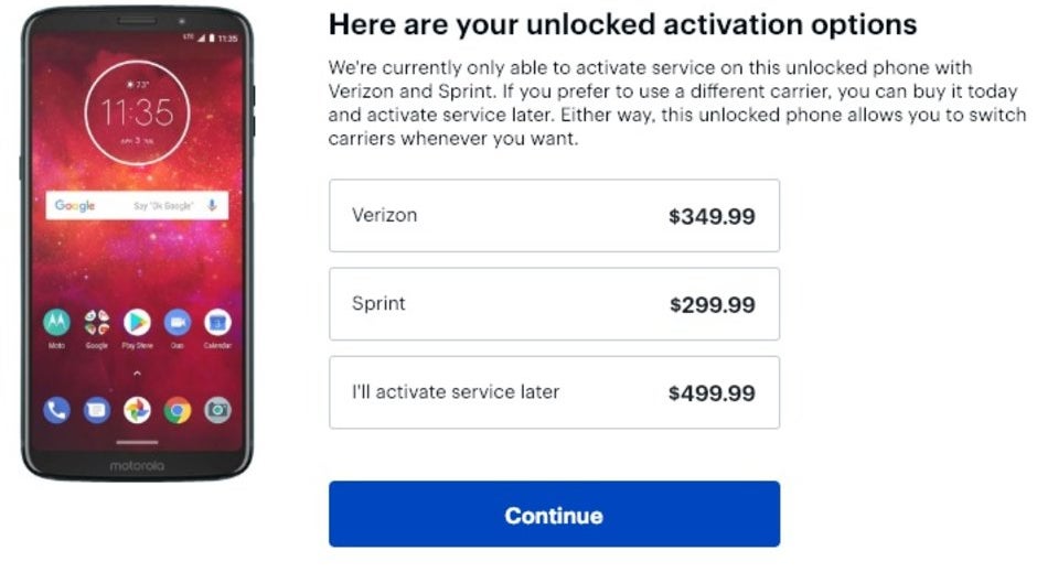 Get an unlocked Moto Z3 Play for as little as $300 ($200 off) with upfront activation