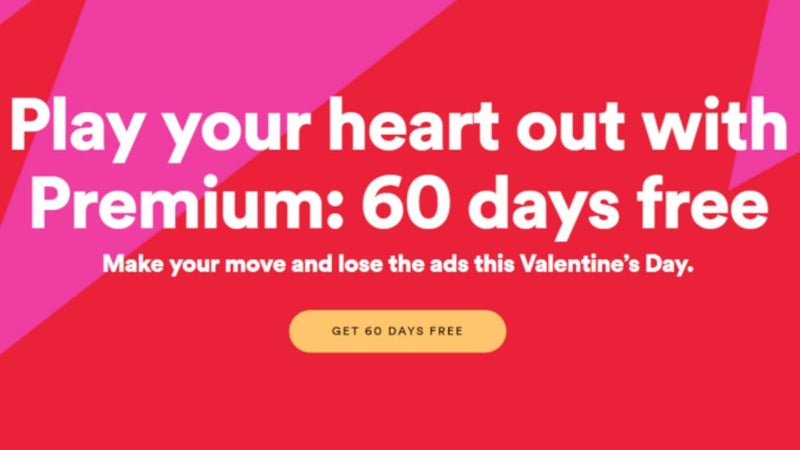 Spotify's Valentine’s Day promo offers 60 days of Spotify Premium for