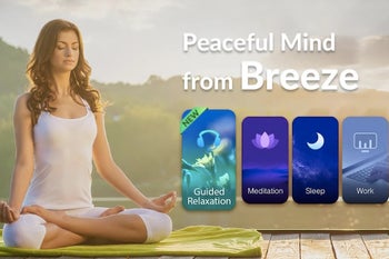 Relax with CooTek's Breeze app amidst soothing sounds, bedtime stories, and guided meditation