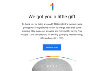 Purchase cloud storage from Google One and get a free smart speaker