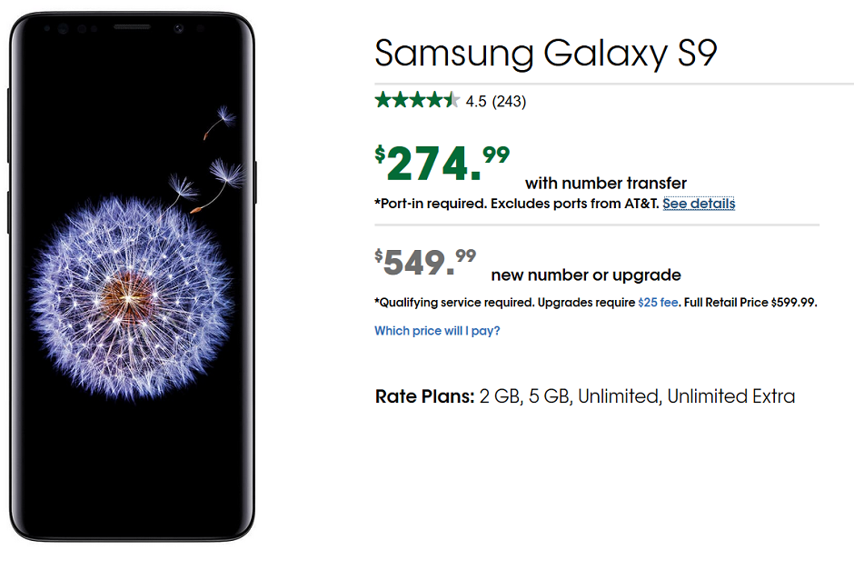 samsung s9 pay as you go
