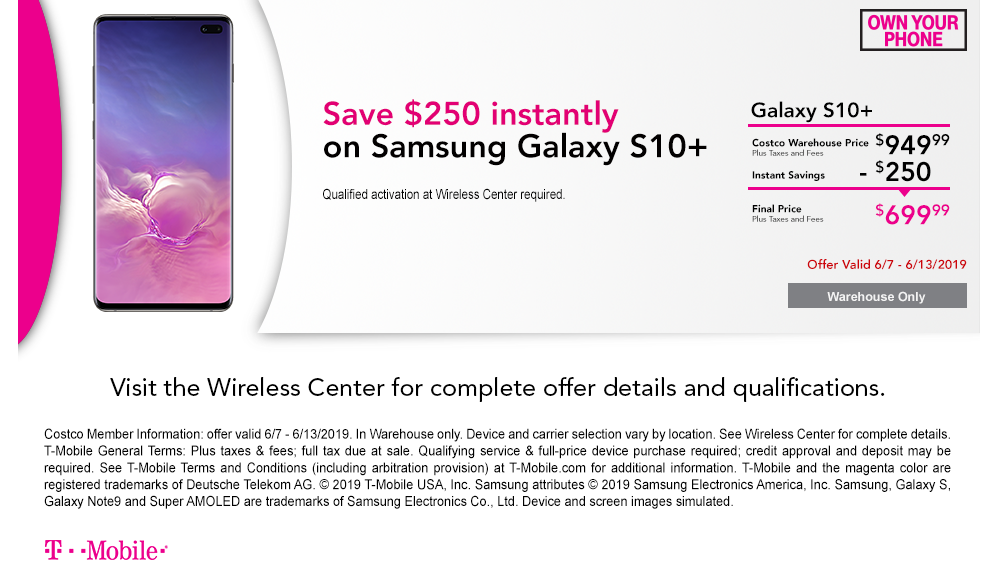 Get the T-Mobile Galaxy S10+ for the price of OnePlus 7 Pro at Costco