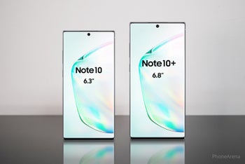 The Note 10 and Note 10+ appear side by side in leaked marketing materials