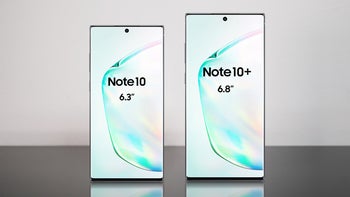 The Note 10 and Note 10+ appear side by side in leaked marketing materials
