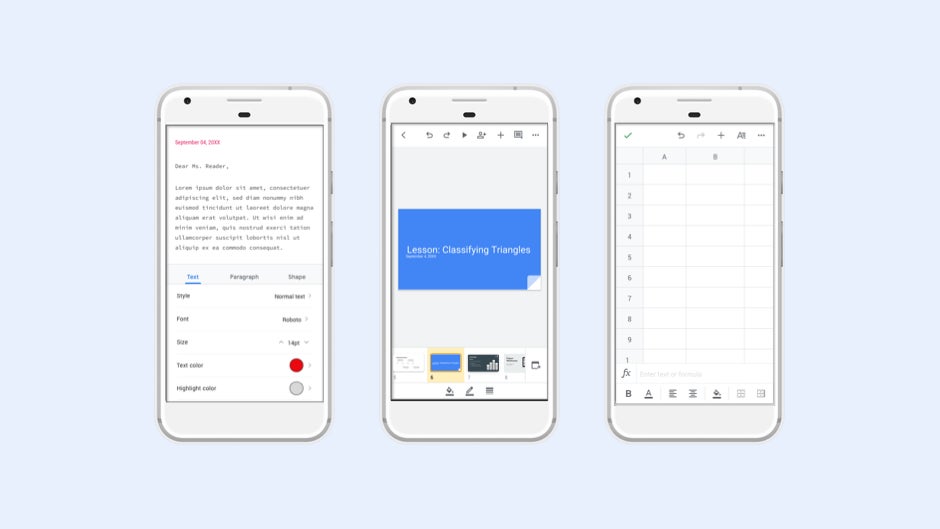 Google updates Docs, Sheets, and Slides Android apps with new look