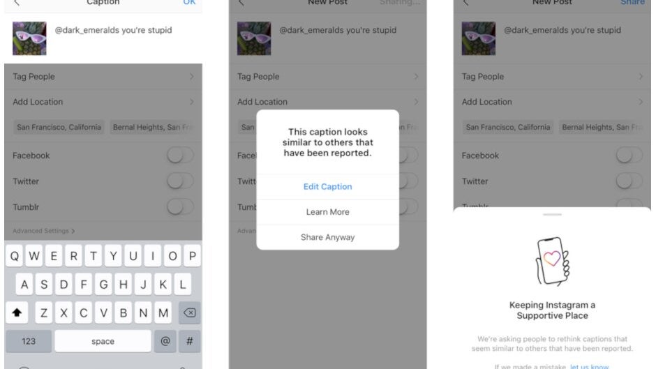 Instagram will now shame you before you post something offensive