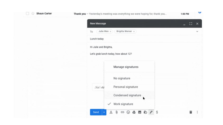 Google adds support for multiple signatures in Gmail