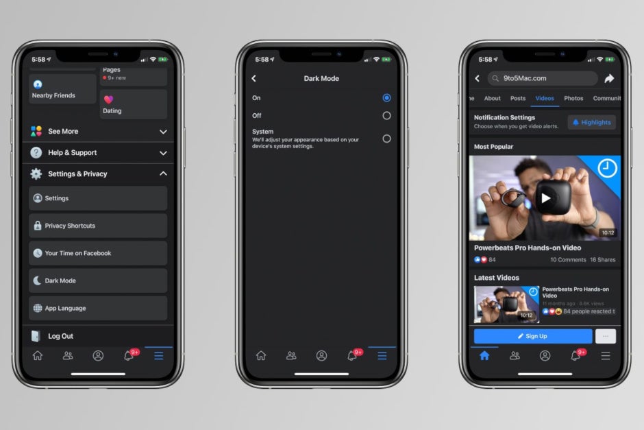 Leaked Screenshots Show Dark Mode For Facebook On Ios Devices Phonearena