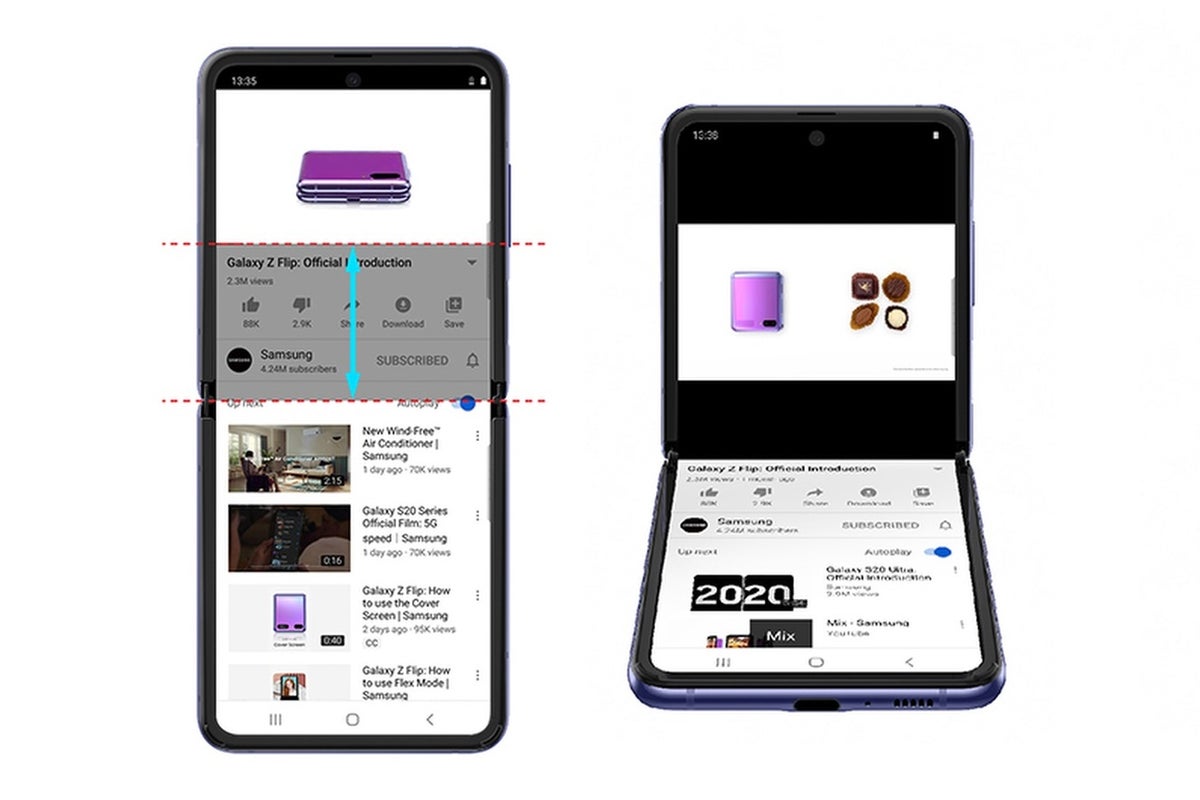 The YouTube app gets Flex mode support for the Galaxy Z Flip - PhoneArena