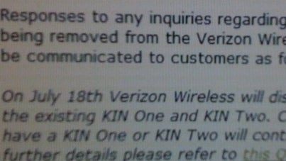 Confirmed: Verizon halts all on-line sales of KIN phones