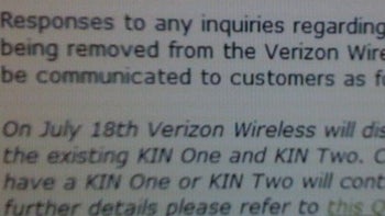 Confirmed: Verizon halts on-line sales of KIN phones