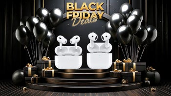 Black Friday poster with AirPods models on it.