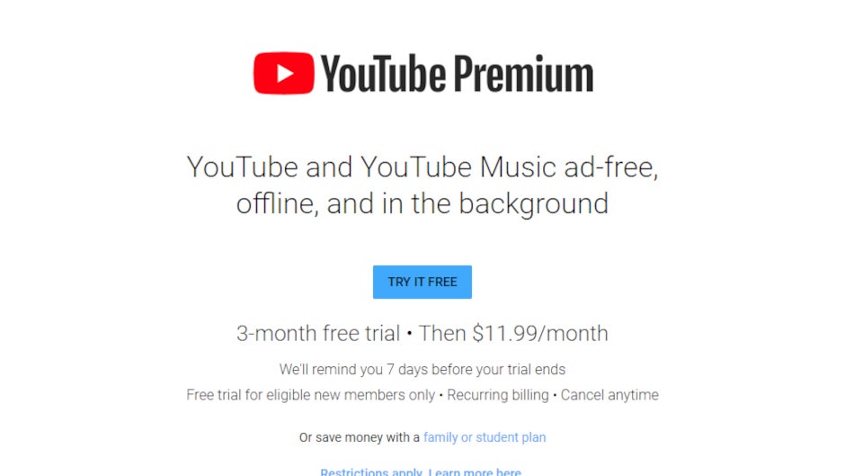 YouTube offers 3 months of Premium membership for free