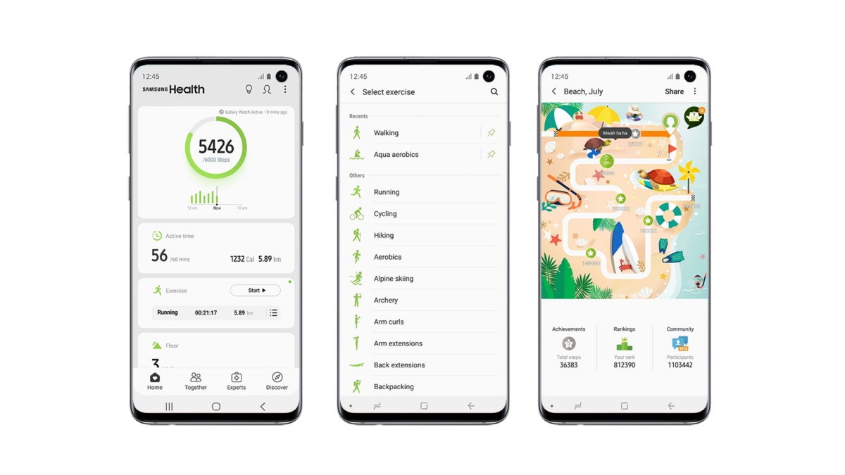 На каких телефонах есть samsung health