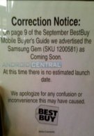 Best Buy retracts its statement of launching the Samsung Gem