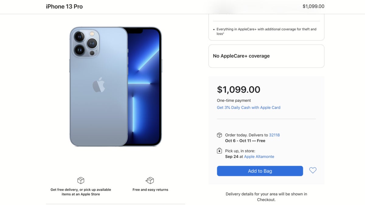 Delivery times for Apple's iPhone 13 Pro and Pro Max start