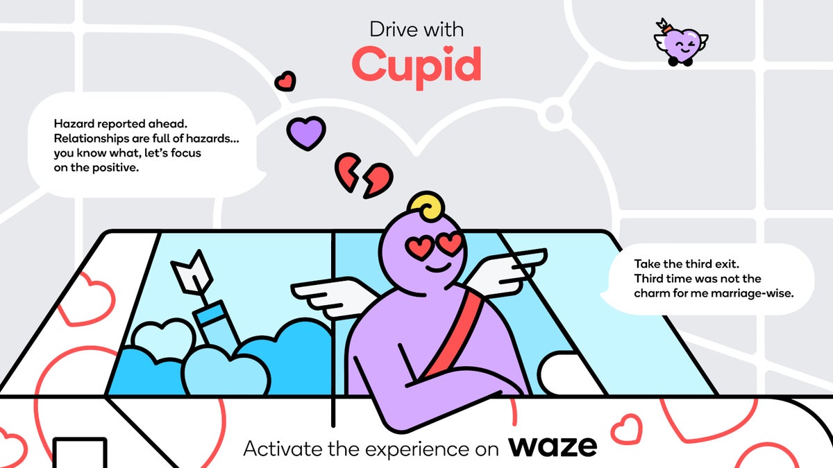 Waze launches Cupid-themed driving experience just in time for Valentine’s Day
