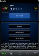 eBay app for BlackBerry has been updated to include support for the Torch