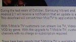Samsung Vibrant and myTouch Slide ready for T-Mobile TV update