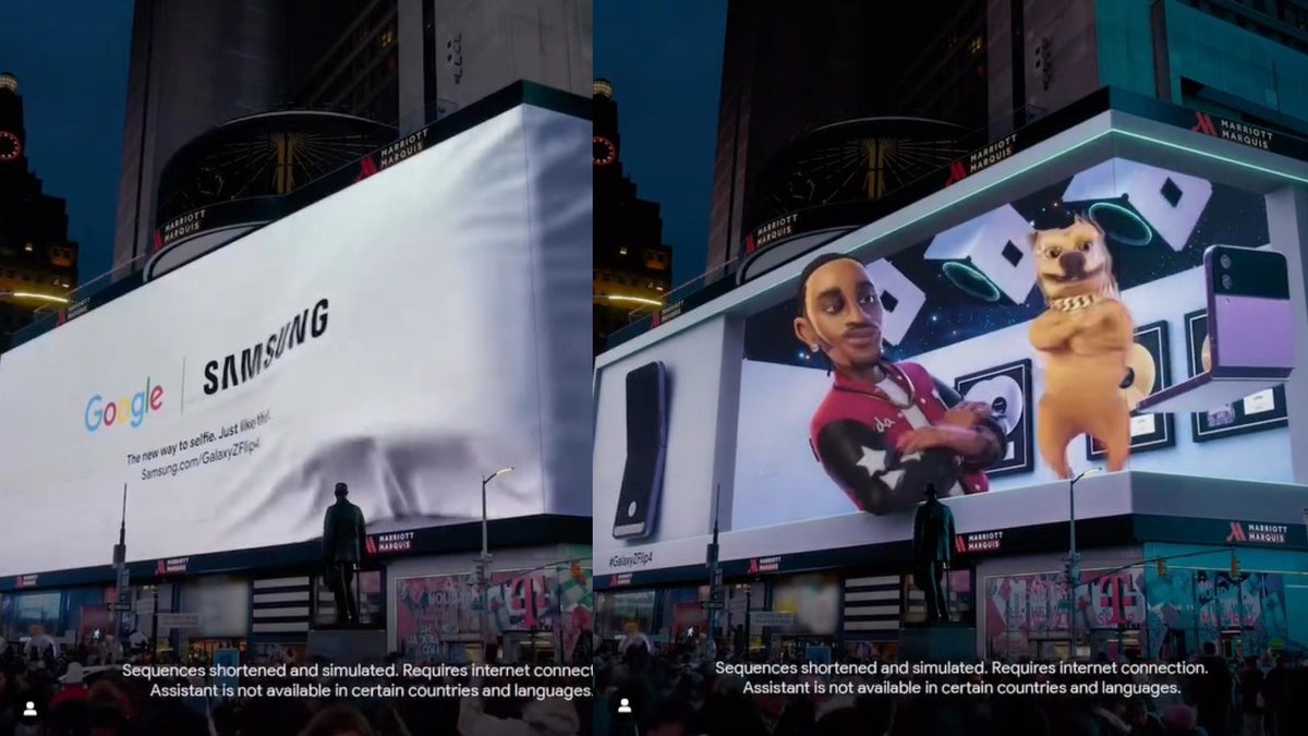 Google and Samsung show off the power of Assistant on the Z Flip 4 at Times Square