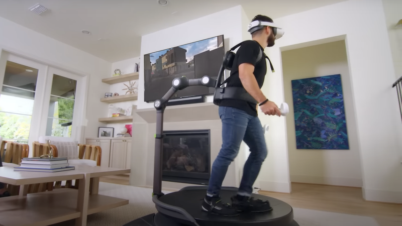This cool 360-degree VR treadmill is starting to ship to customers; walk around in Skyrim!