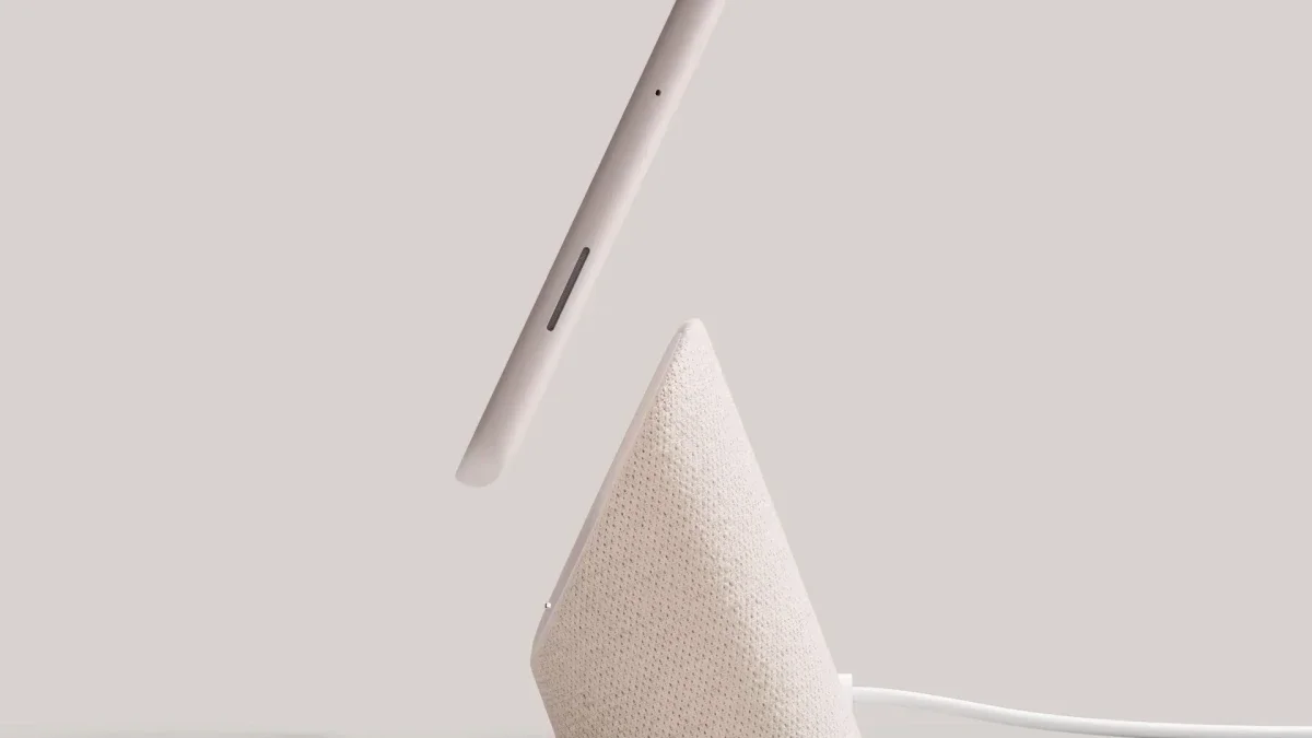The Pixel Tablet surfaces on a table photographed in Milan