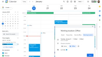 Google Calendar update brings new working locations improvements