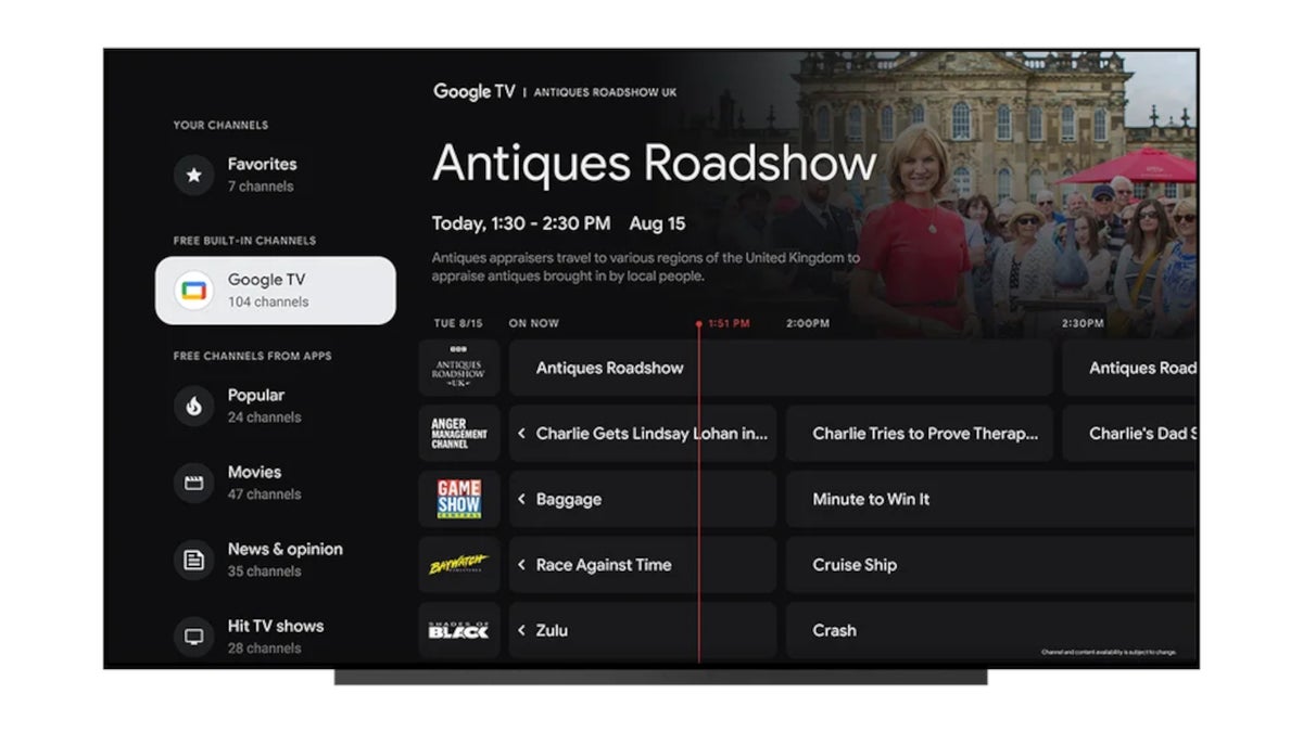 Google TV offers 25 new free channels and NFL Sunday Ticket