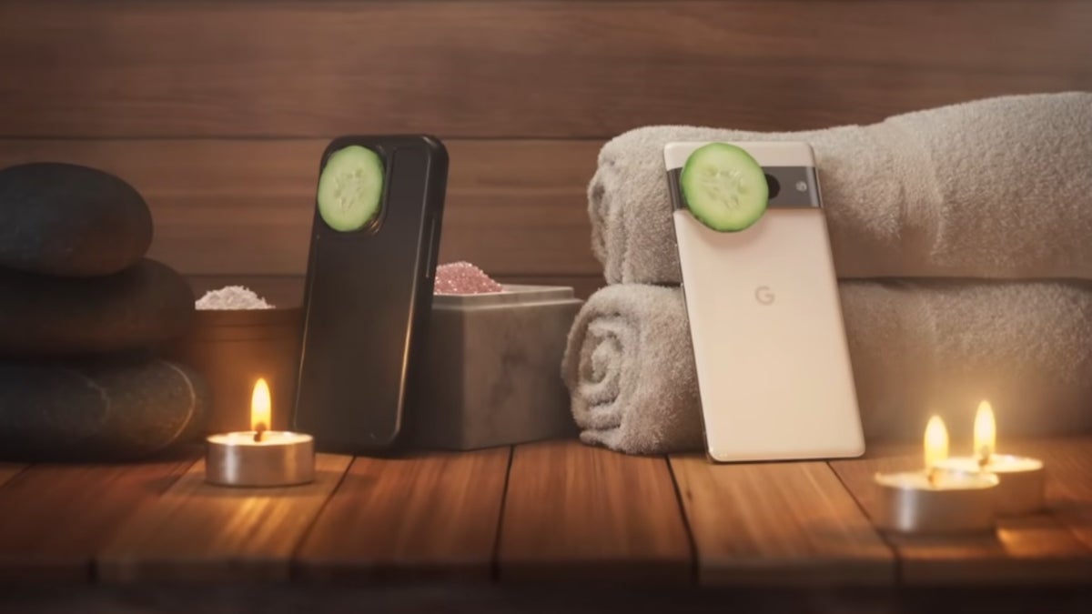 Los mejores amigos iPhone y Pixel están disfrutando de un día de spa y el iPhone revela un pequeño secreto en un nuevo anuncio