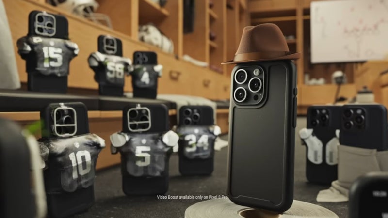 Coach iPhone tries to motivate his team against the Pixel's new AI features in Google's latest ad