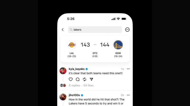 Threads now shows live scores for NBA games