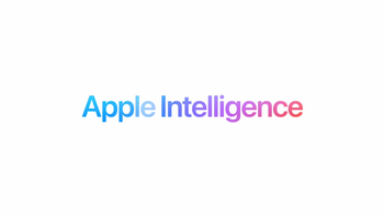 Coloured text reading "Apple Intelligence" with a white background.