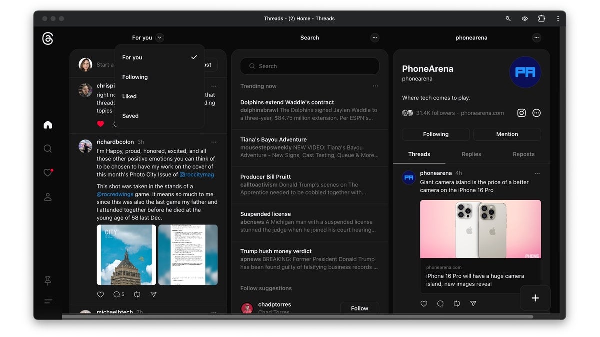 Threads is widely rolling out the Tweetdeck-like multi-column layout known as "ThreadsDeck"